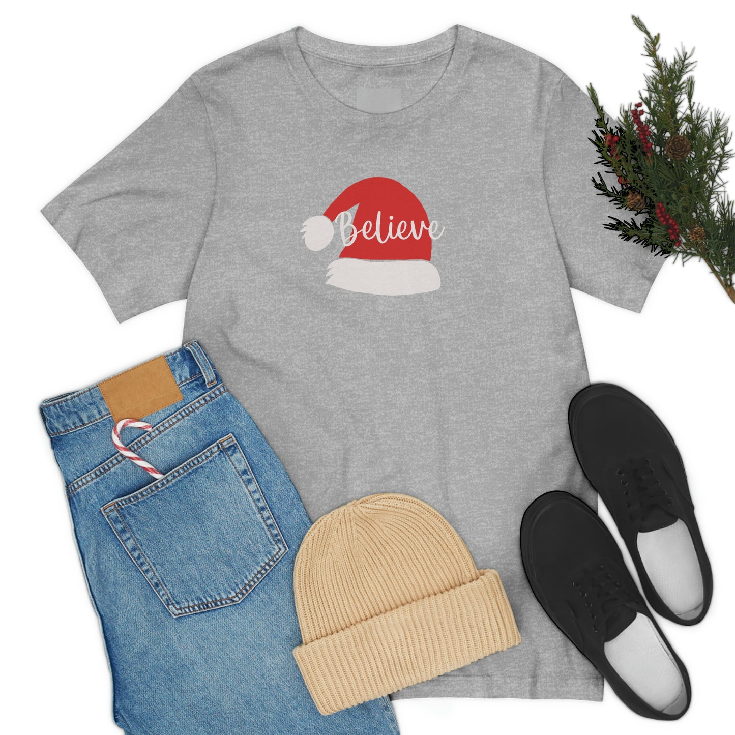 Holiday Santa Hat Unisex Jersey Short Sleeve Tee