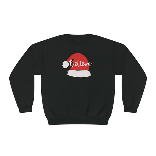 NWT- Believe Santa Hat Unisex NuBlend® Crewneck Sweatshirt