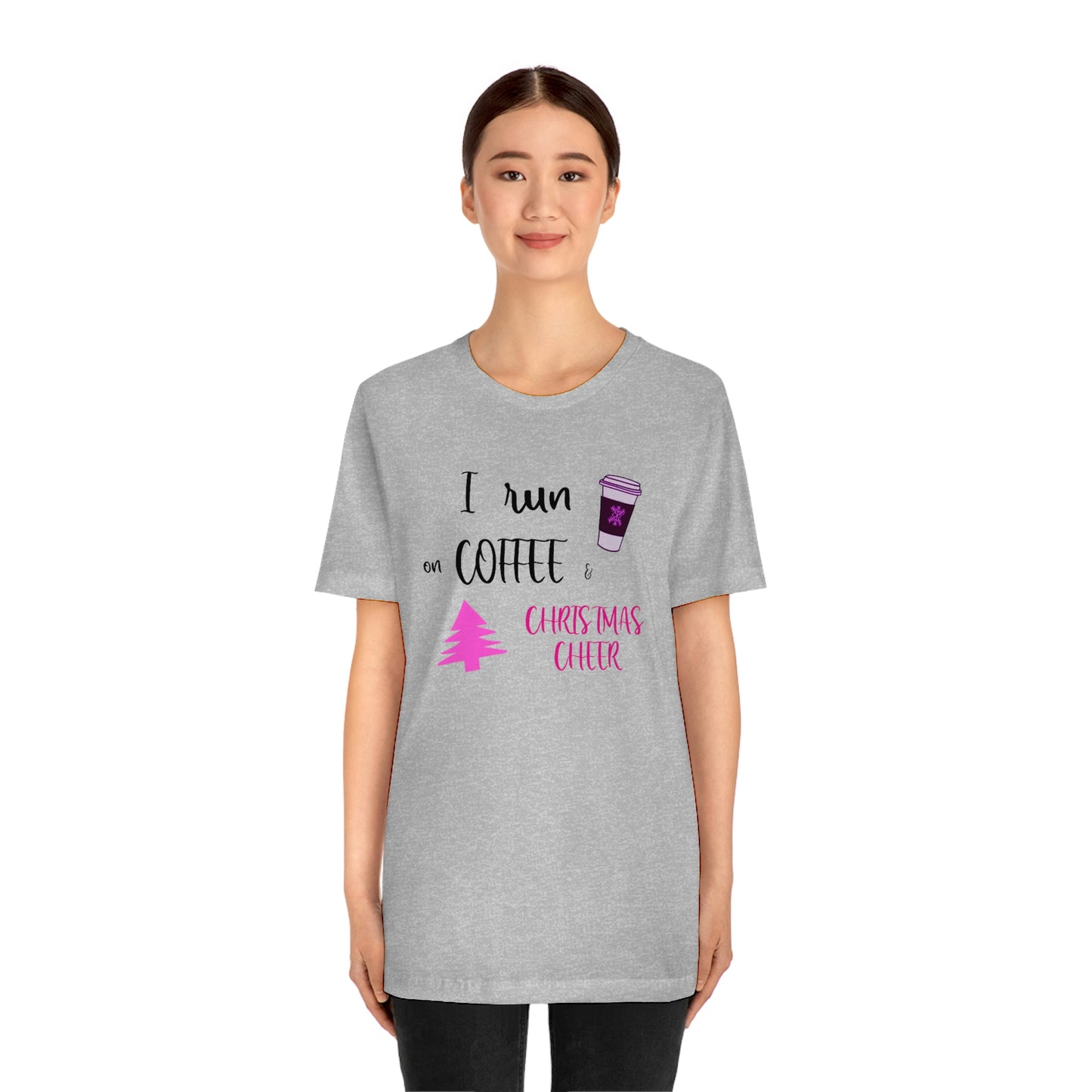 Holiday Coffee and Cheer Pink Unisex Jersey Short Sleeve Tee