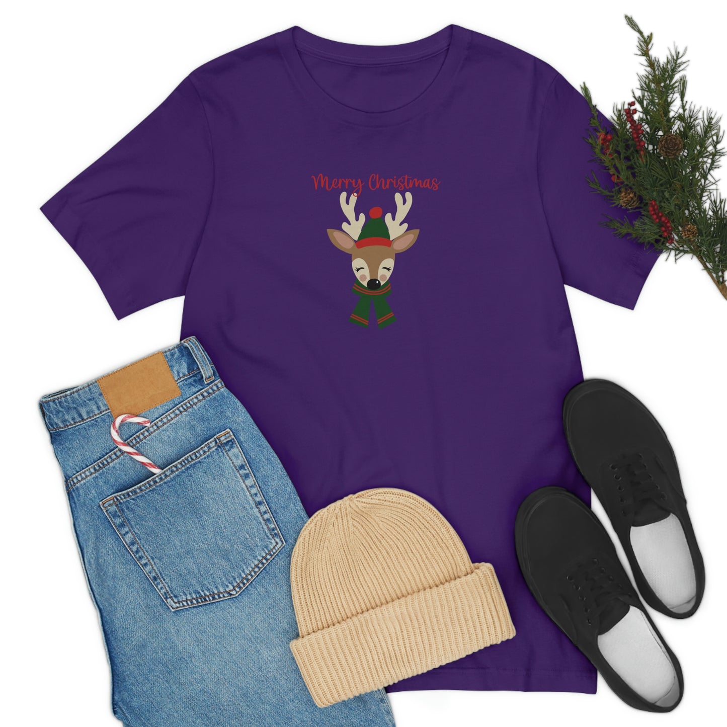 Holiday Reindeer 2 Unisex Jersey Short Sleeve Tee