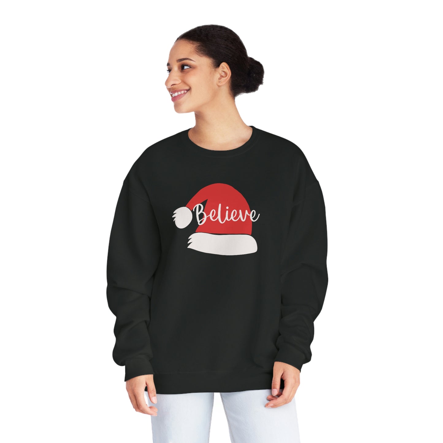 NWT- Believe Santa Hat Unisex NuBlend® Crewneck Sweatshirt