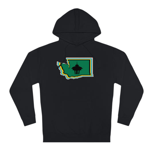 State Love-Washington Space Needle Green Unisex Hooded Sweatshirt