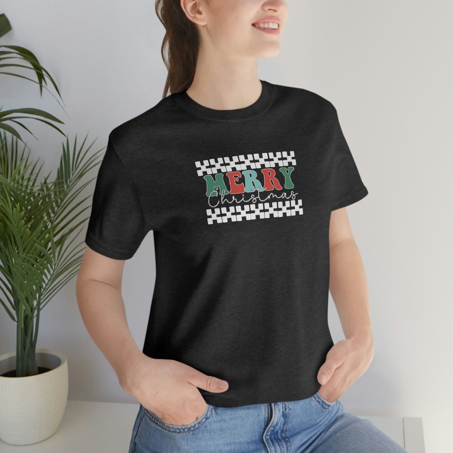 Holiday Retro Merry Christmas Unisex Jersey Short Sleeve Tee